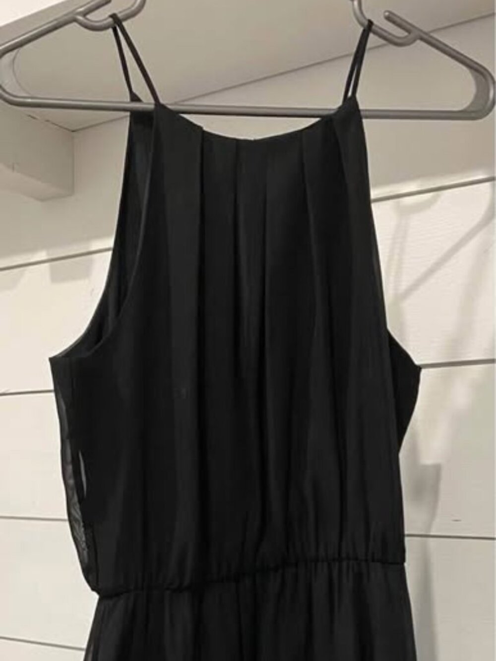 Halter little black muslin veil dress